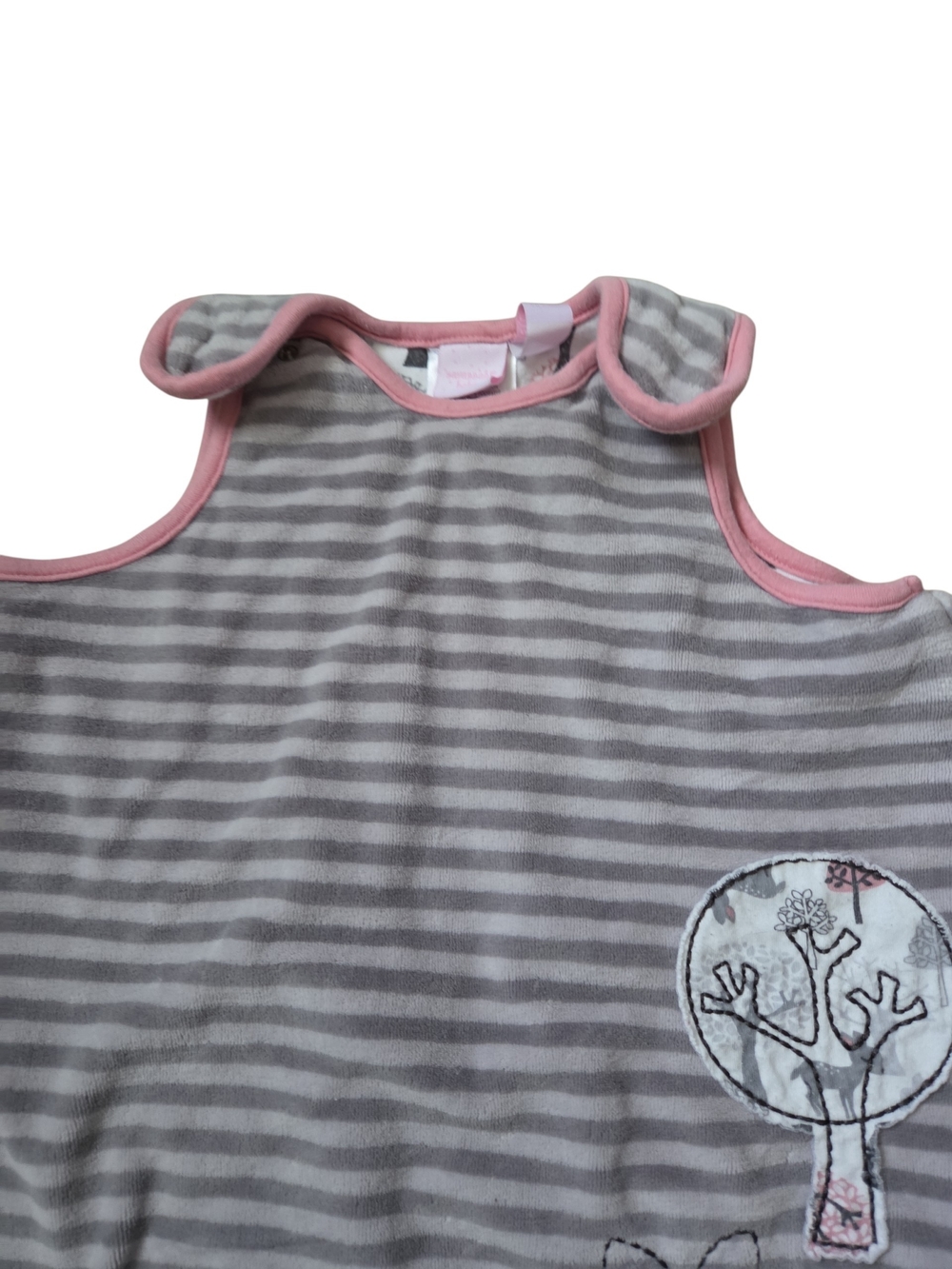 Savannah Baby Vintage Y2K Pink Gray Striped Fleece Sleep Sack Deer Woodland 12-1 - Picture 3 of 4